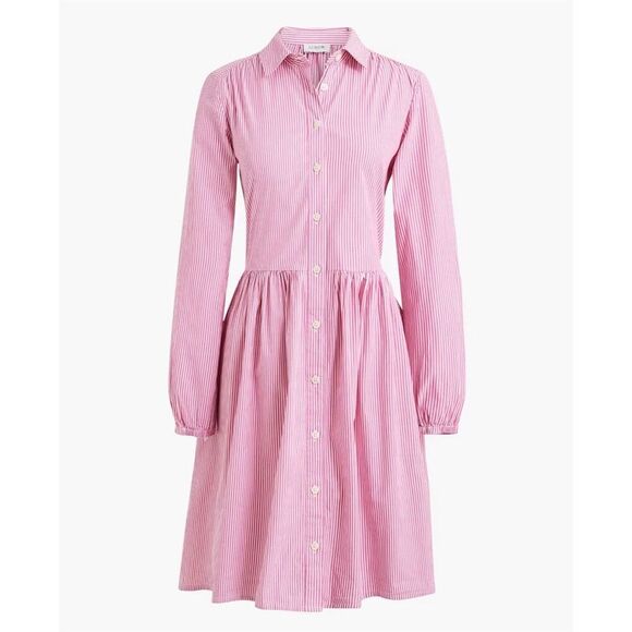 J. Crew Factory Dresses & Skirts - J.Crew Women's M Pink Striped Collared Midi Shirtdress Long Sleeve Size 0